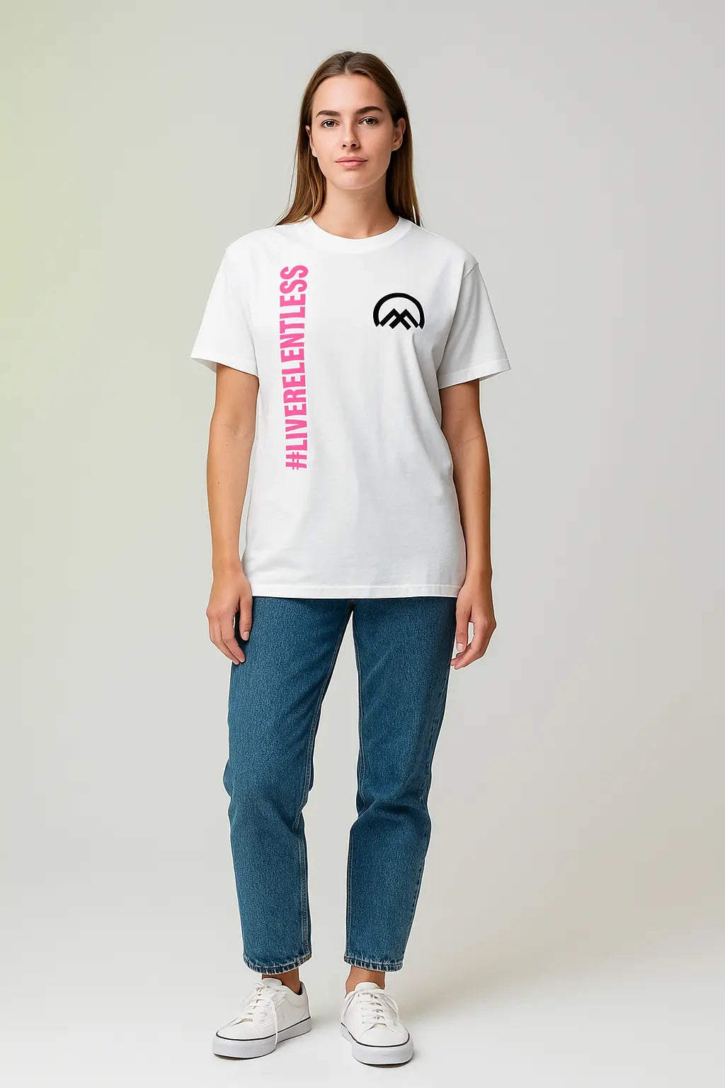 LIVERELENTLESS women’s white t-shirt