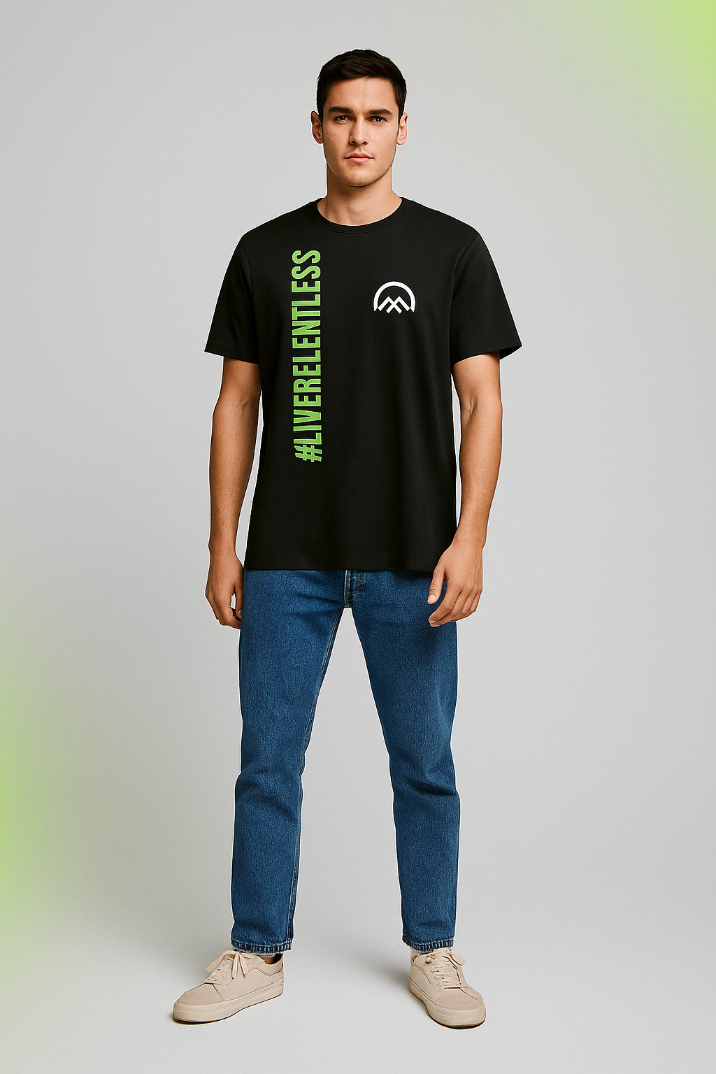 LIVERELENTLESS men’s black t-shirt