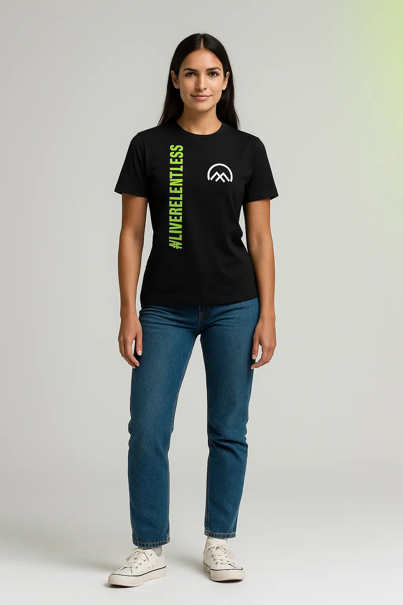 LIVERELENTLESS women’s black t-shirt