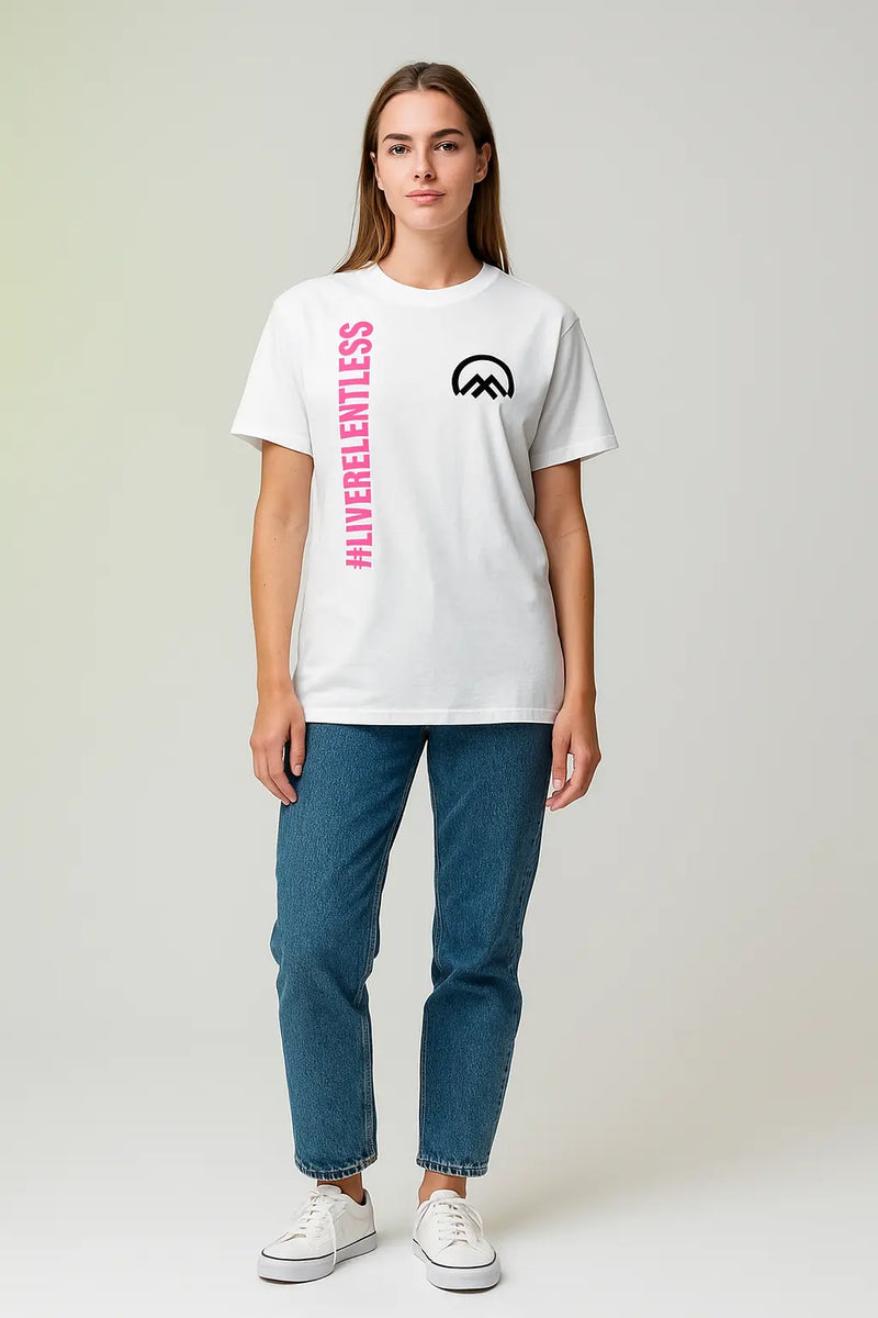 LIVERELENTLESS women’s white t-shirt