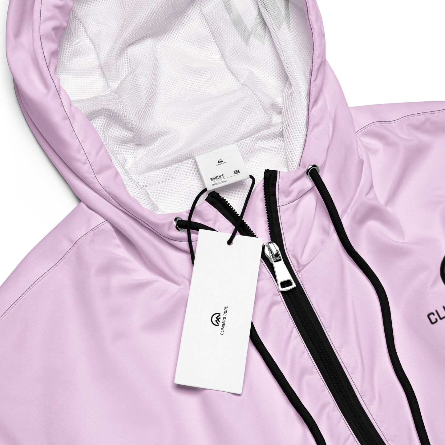Cortavientos crop de color rosa para mujer impermeable etiqueta