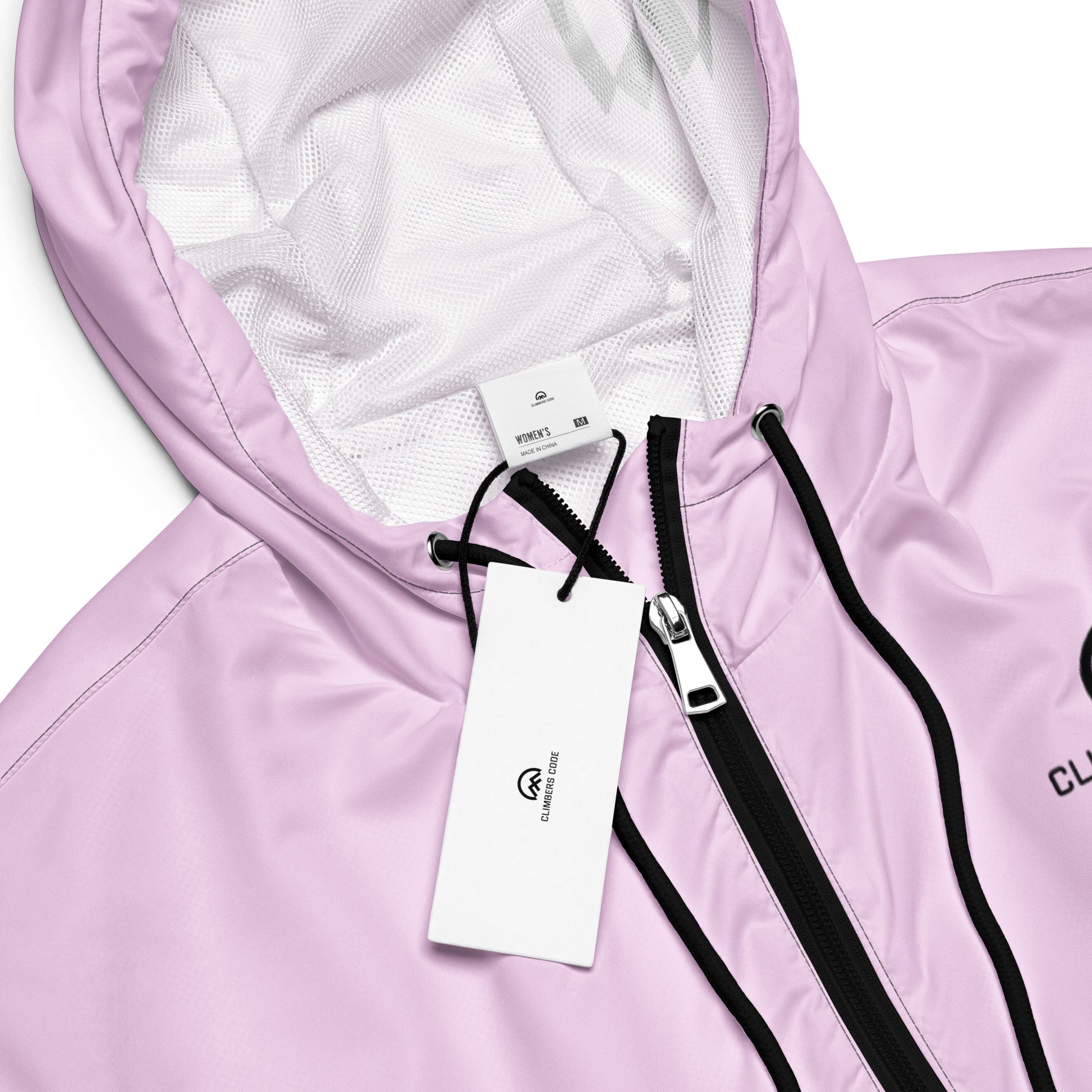 Cortavientos crop de color rosa para mujer impermeable etiqueta