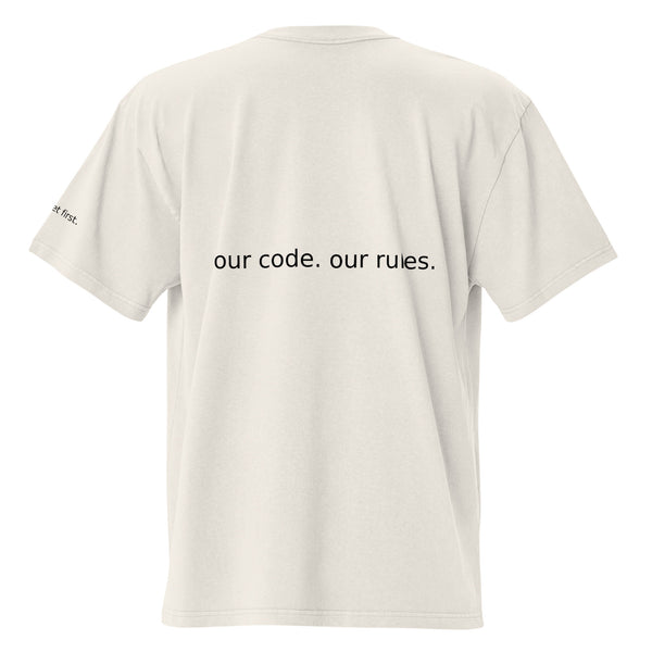 Our code. Our rules. women's faded bone t-shirt