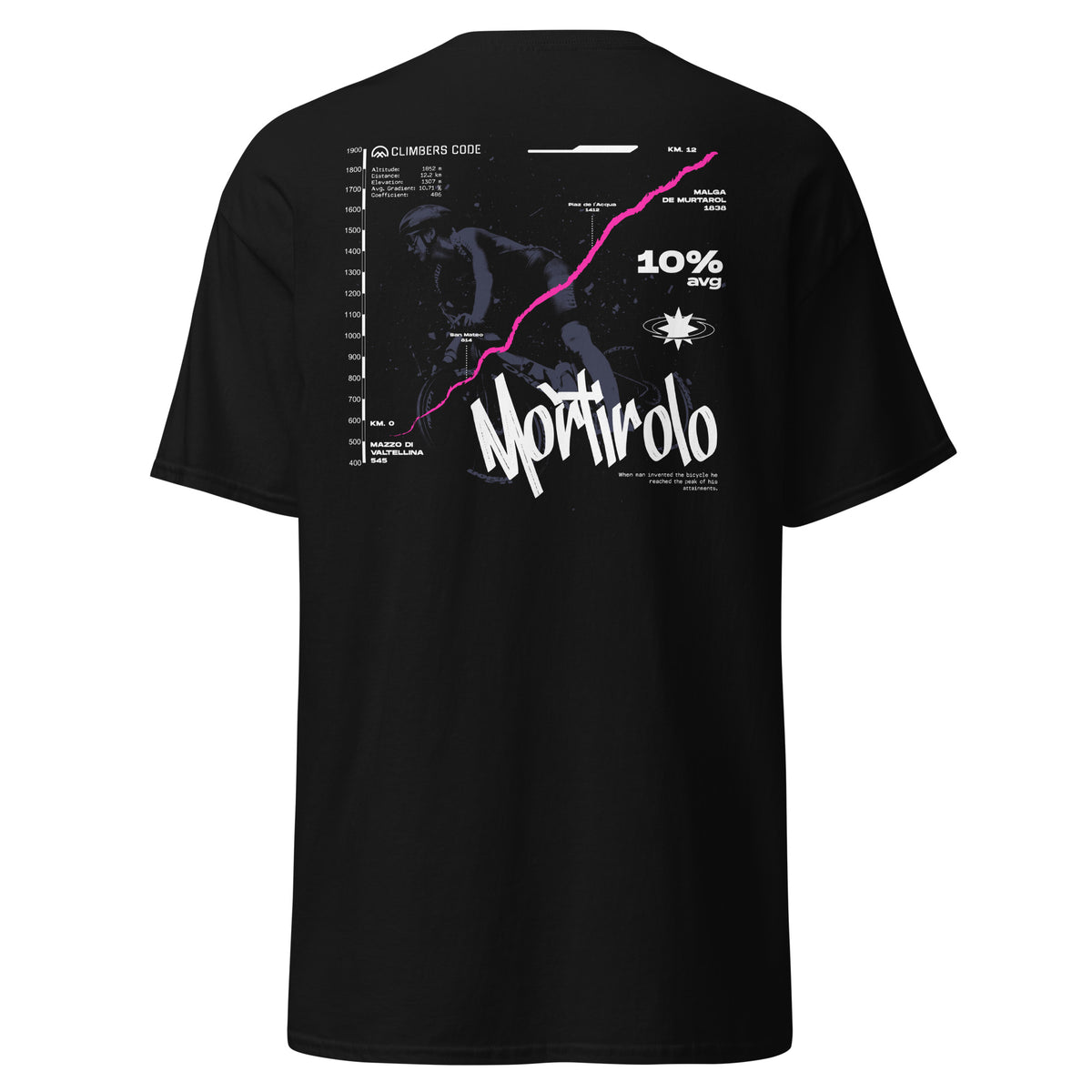 Altimetry Mortirolo climb men's black tee