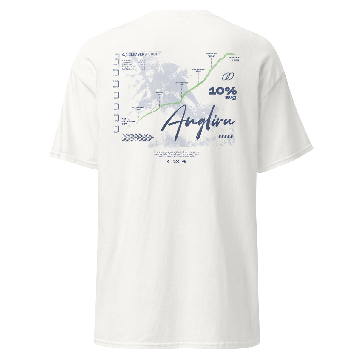 Altimetry Angliru climb men's white tee