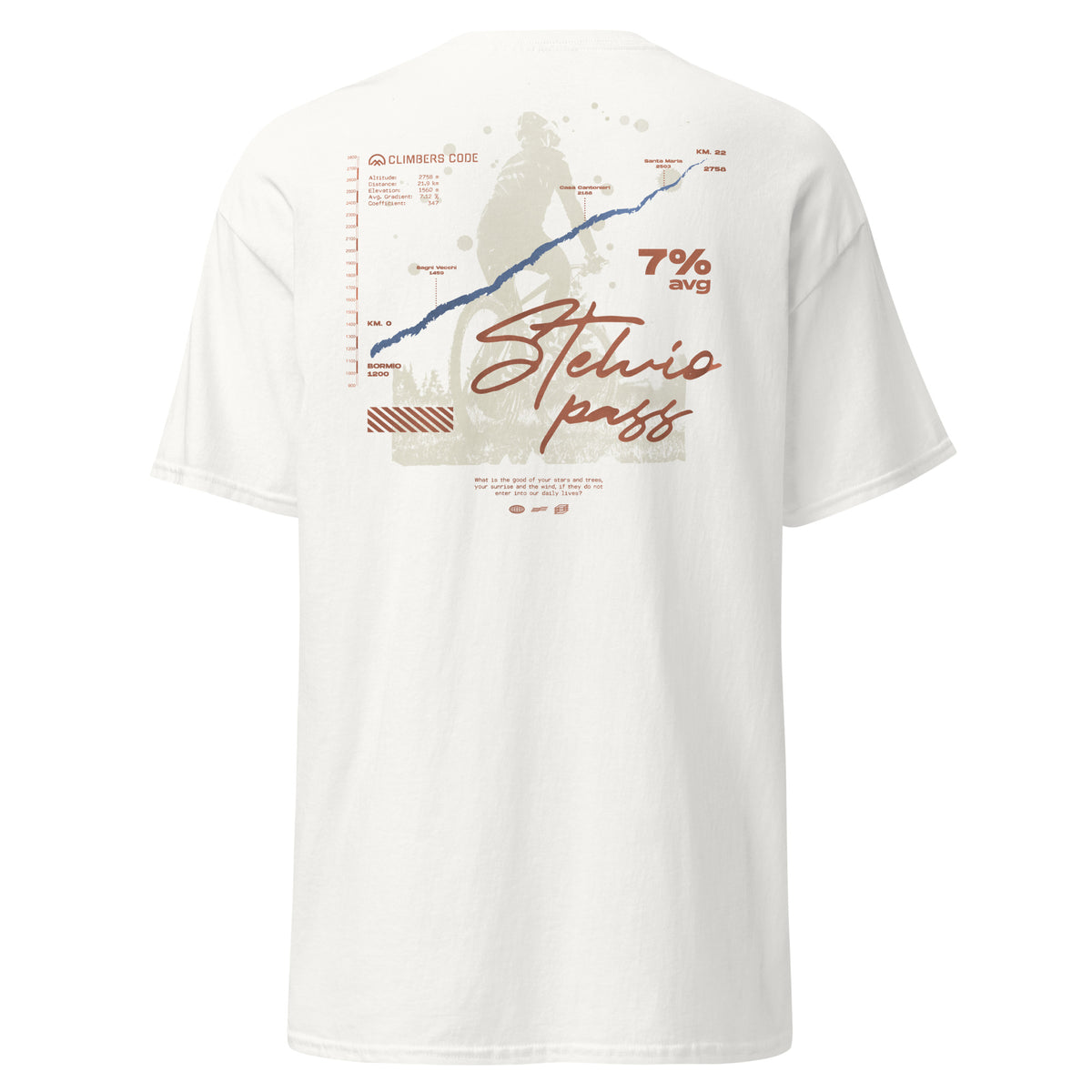 Altimetry Stelvio climb men's white tee
