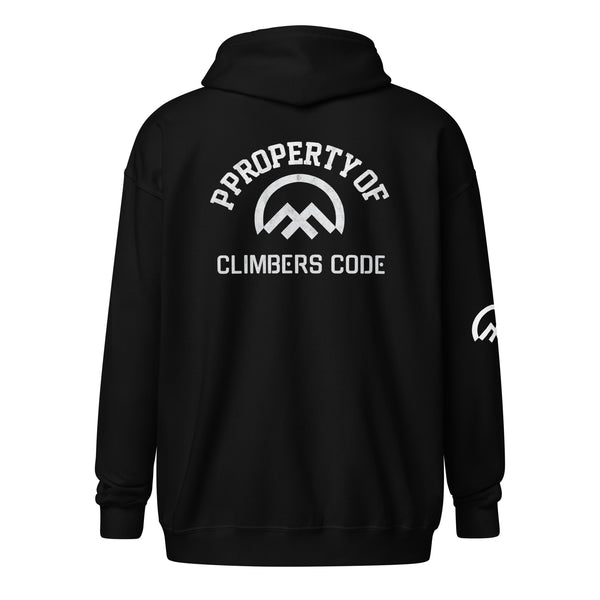 Property of Climbers Code men's zip hoodie