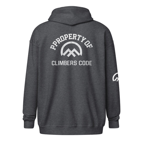 Property of Climbers Code women's zip hoodie